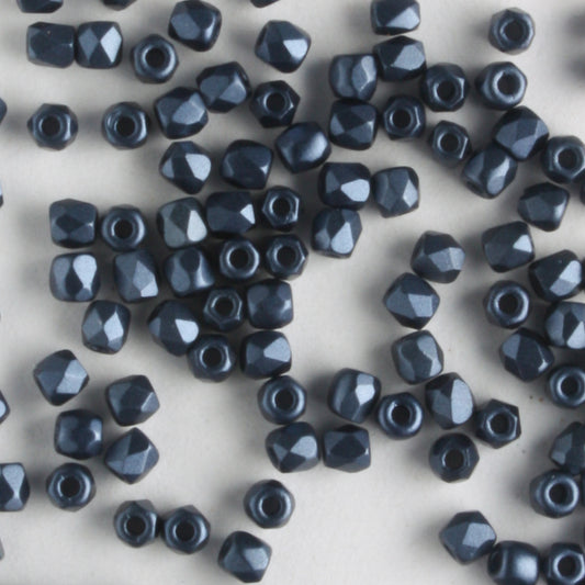 True 2mm Round Fire Polish Pastel Montana Blue - 100 beads