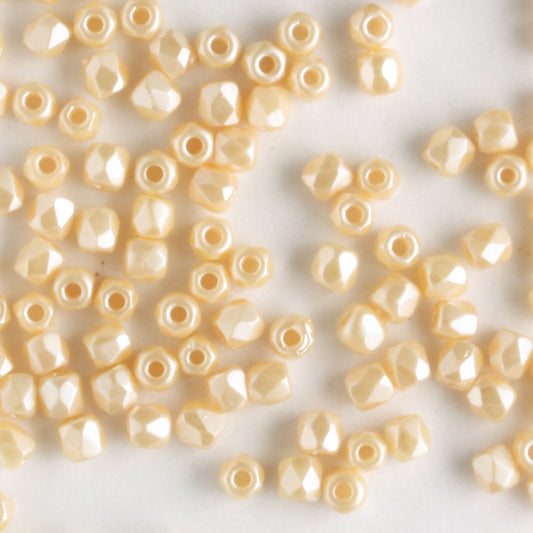 True 2mm Round Fire Polish Pastel Cream - 100 beads