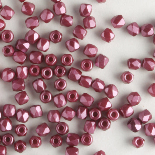 True 2mm Round Fire Polish Pastel Burgundy - 100 beads