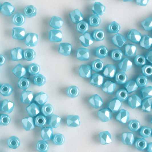 True 2mm Round Fire Polish Pastel Aqua - 100 beads