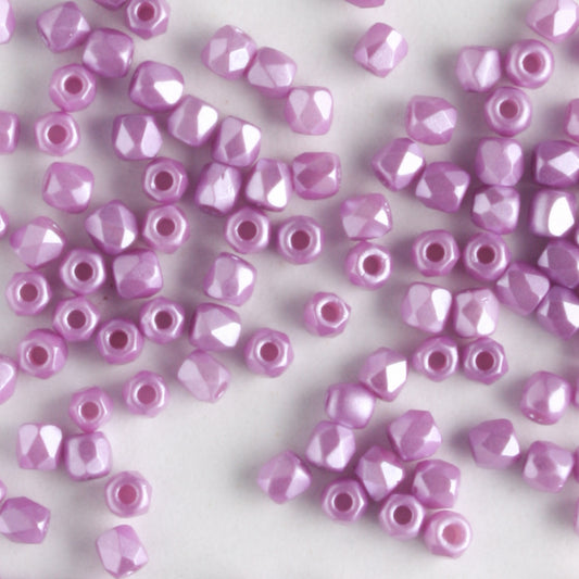 True 2mm Round Fire Polish Pastel Lilac - 100 beads