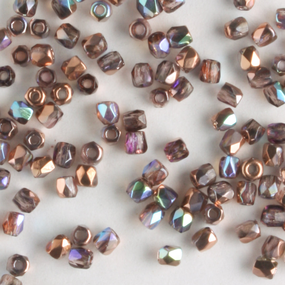 True 2mm Round Fire Polish Light Amethyst Copper Rainbow - 100 beads