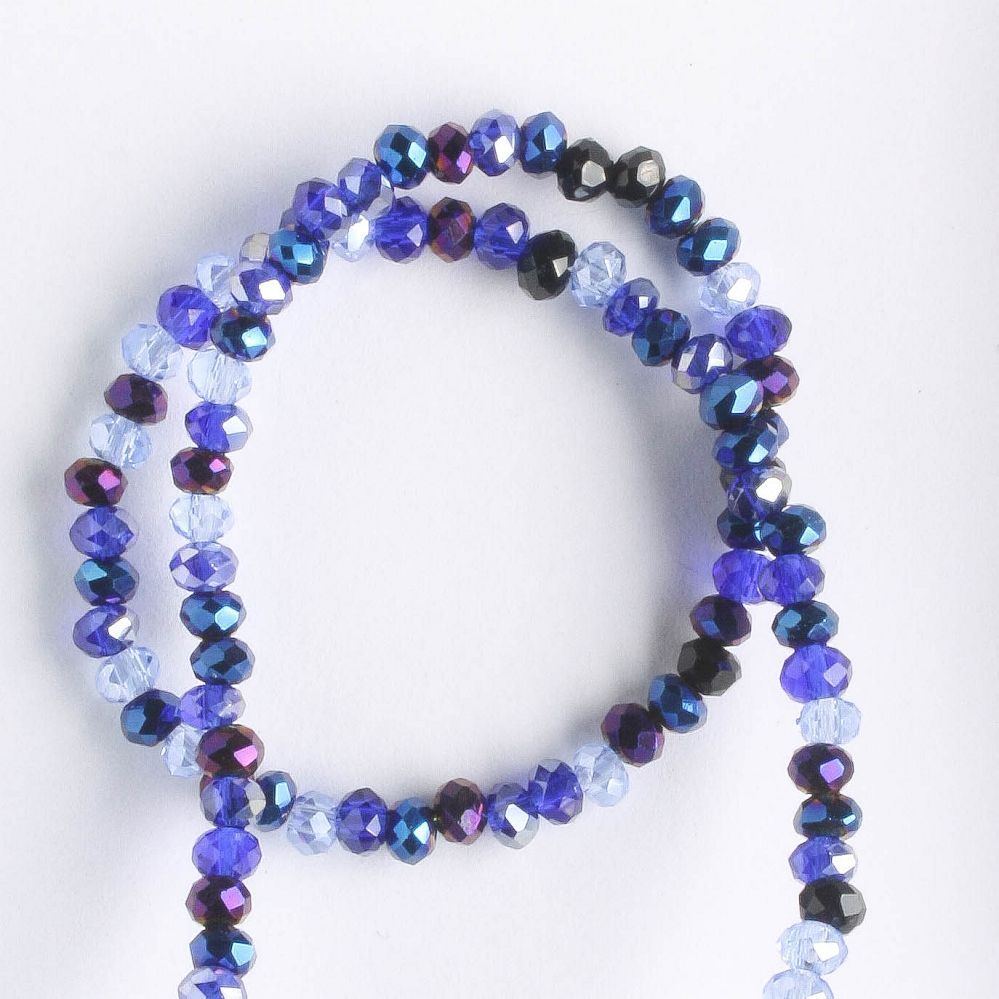 2x3mm Rondelle Blue Mix - 8" Strand