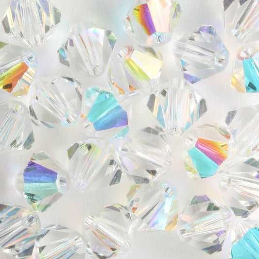 6mm Bicone Crystal AB - 24 beads