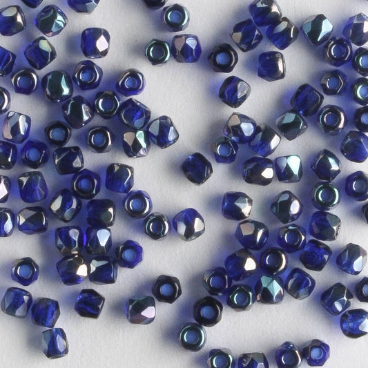 True 2mm Round Fire Polish Cobalt Celsian - 100 beads