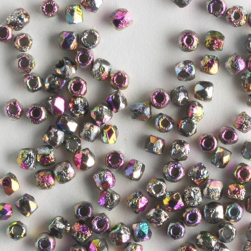 True 2mm Round Fire Polish Etch Vitrail Green - 100 beads