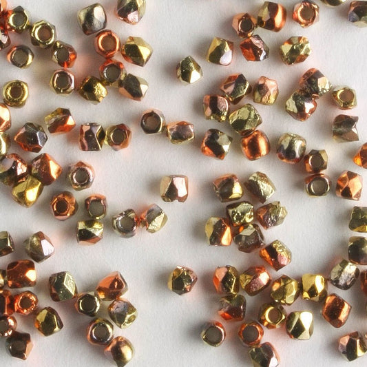 True 2mm Round Fire Polish Etch Calif Gold Rush - 100 beads