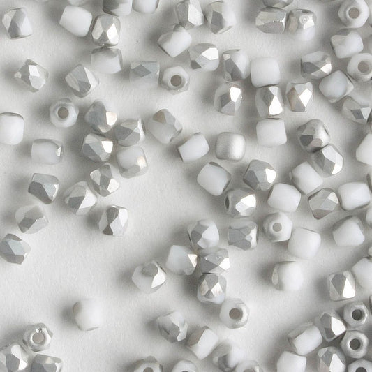 True 2mm Fire Polish Chalk White Labrador - 100 beads