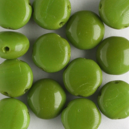 Candy Round Opaque Olivine - 25 beads