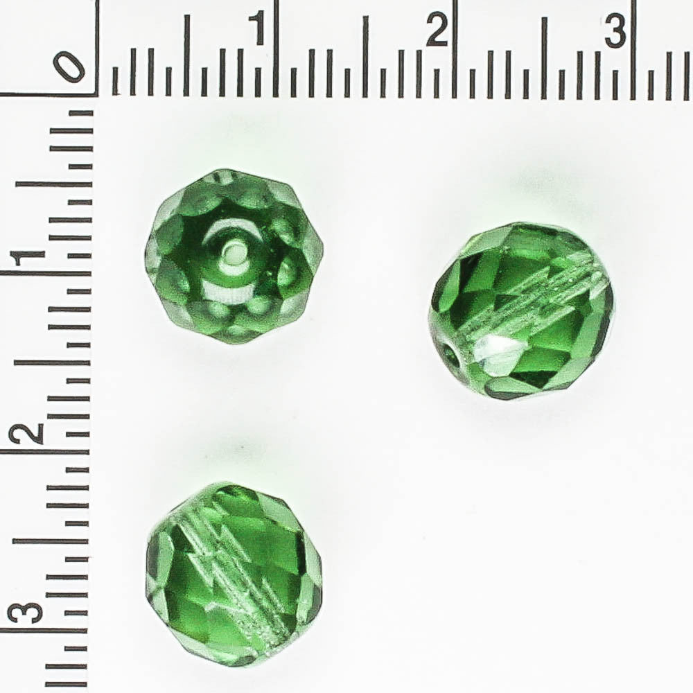 10mm Round Fire Polish Green - 25 beads