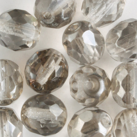 8mm Round Fire Polish Smoke/Bronze - 15 beads