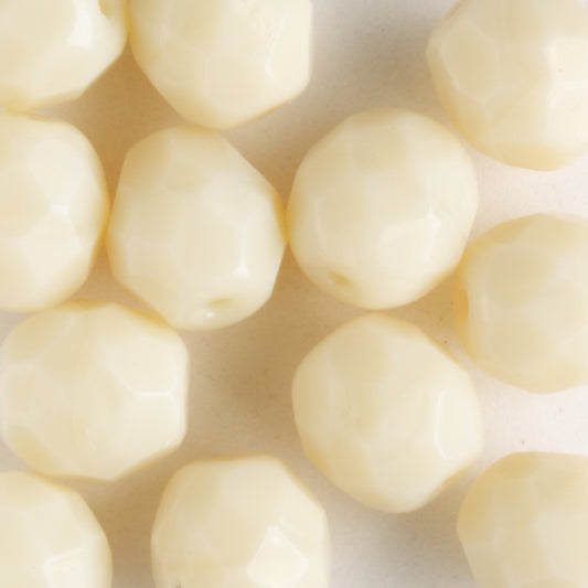 8mm Ivory Round Fire Polish - 15 beads