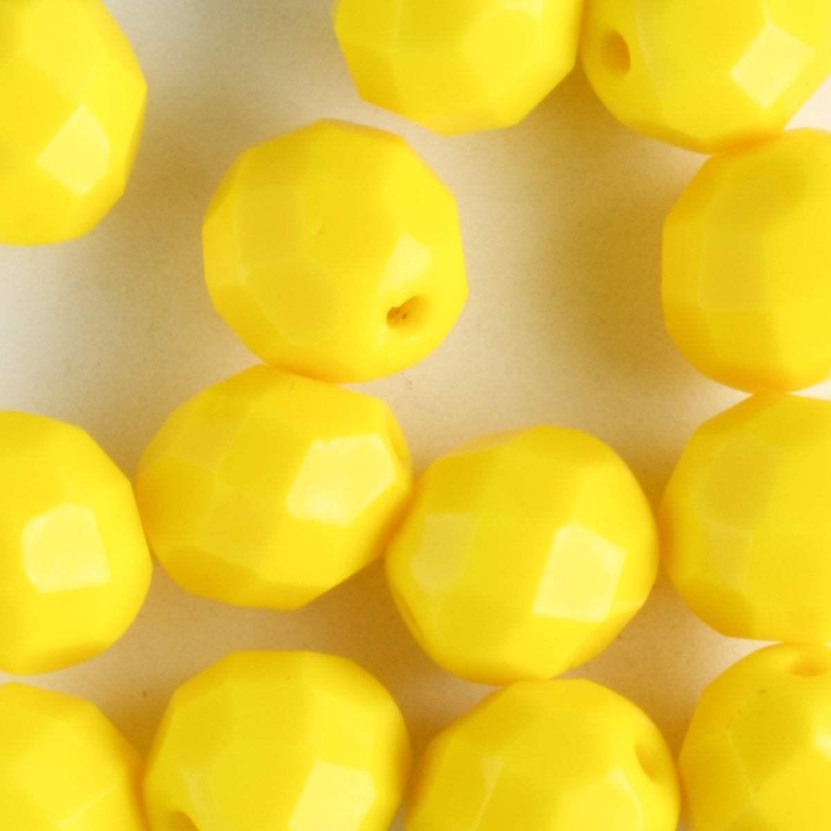 8mm Round Fire Polish Opaque Yellow - 15 beads