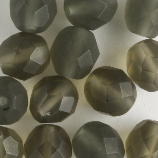 8mm Round Fire Polish Matte Gray - 15 beads