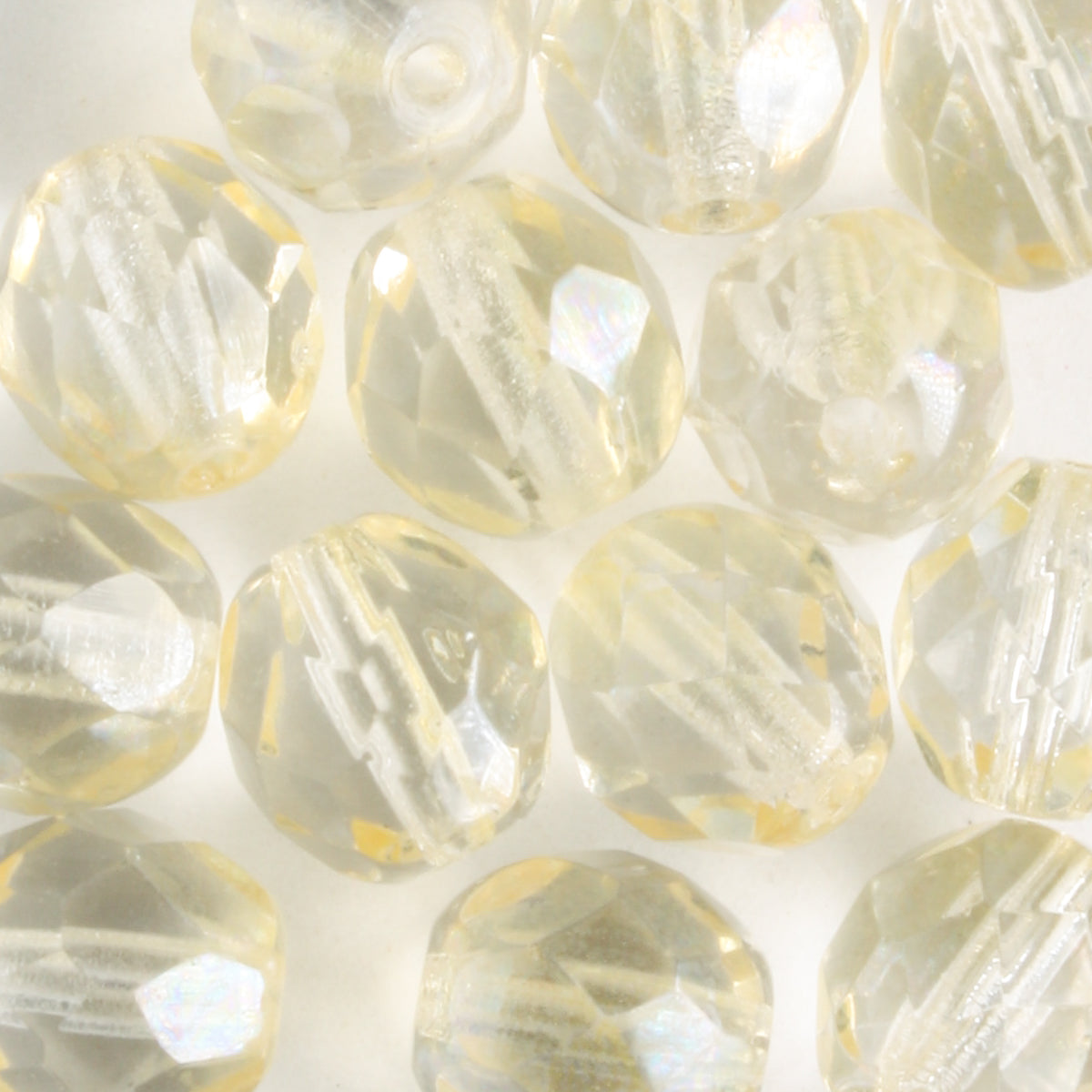 8mm Round Fire Polish Pale Yellow - 15 beads