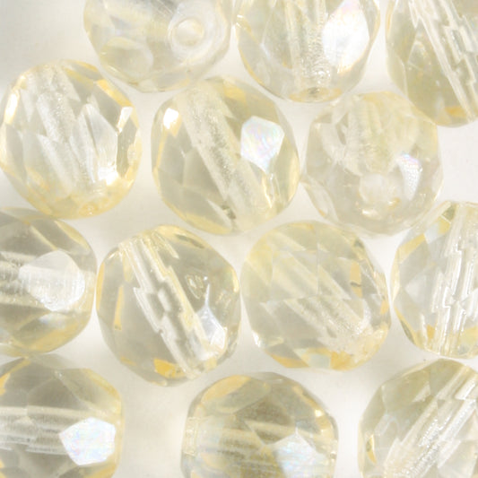 8mm Round Fire Polish Pale Yellow - 15 beads