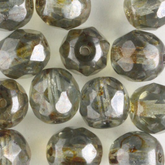 8mm Round Fire Polish Lumi Green - 15 beads