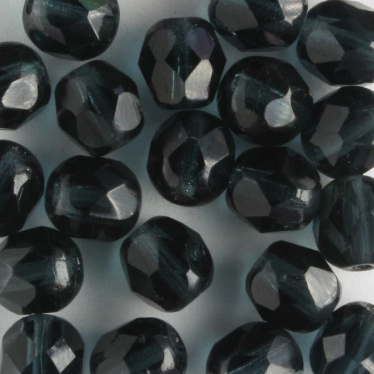 6mm Round Fire Polish Dark Blue - 25 beads