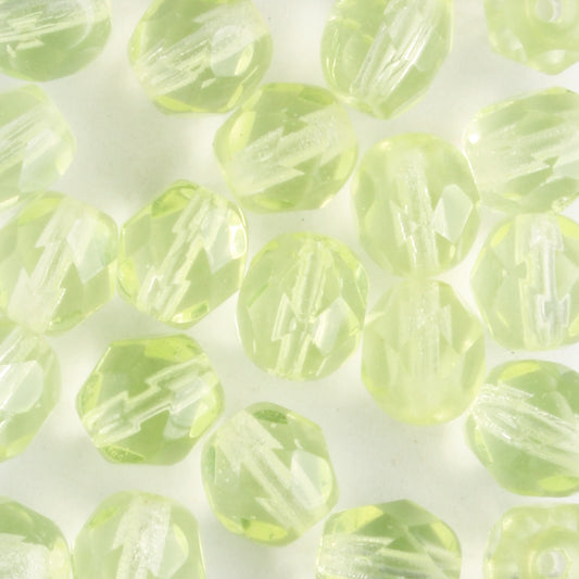 6mm Round Fire Polish Yellow - 25 beads