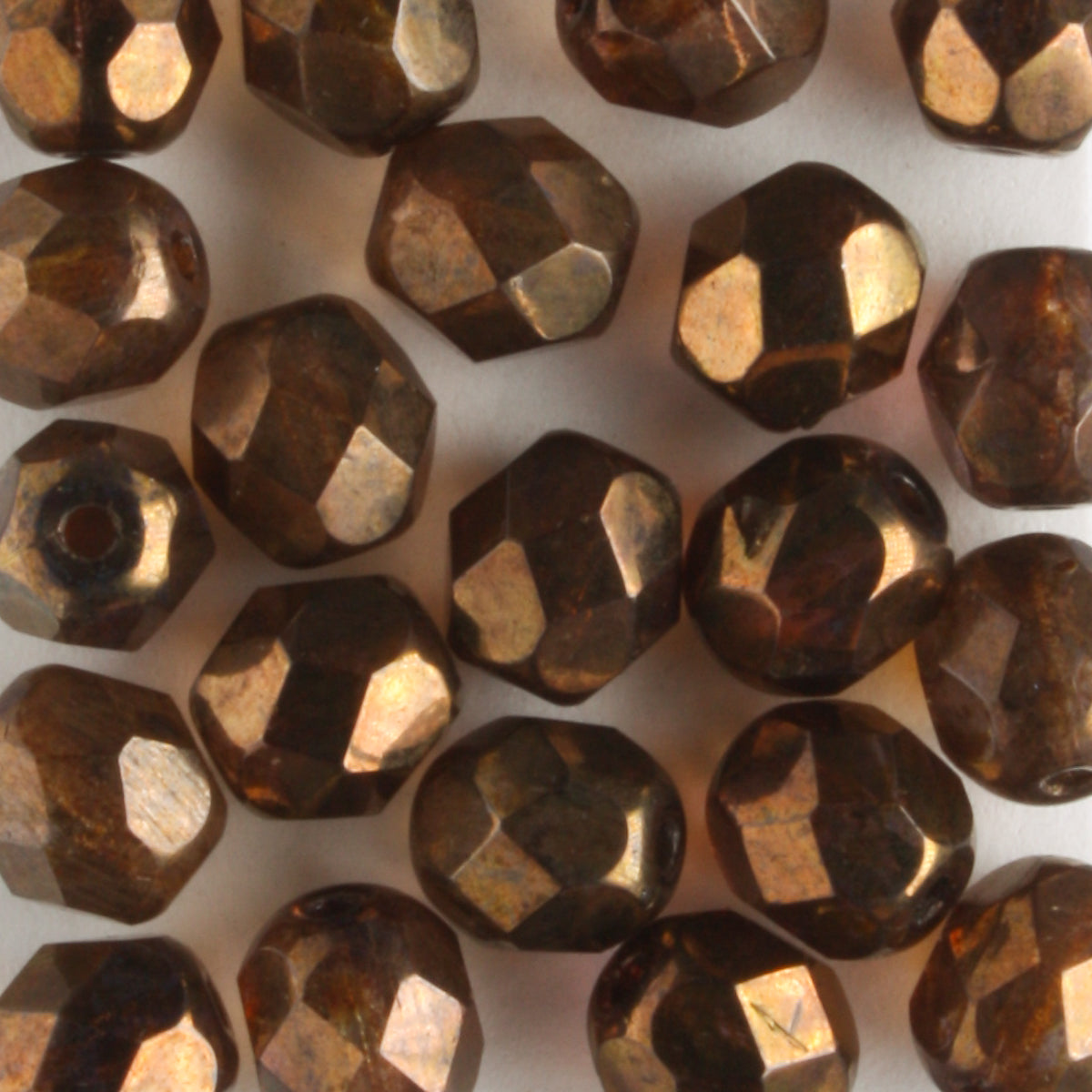 6mm Round Fire Polish Bronze - 25 beads
