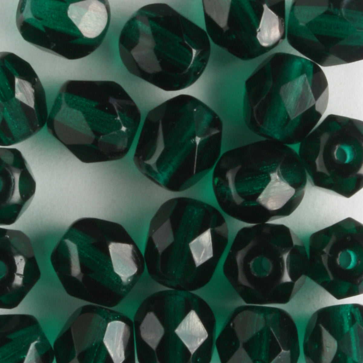 6mm Round Fire Polish Dark Green - 25 beads