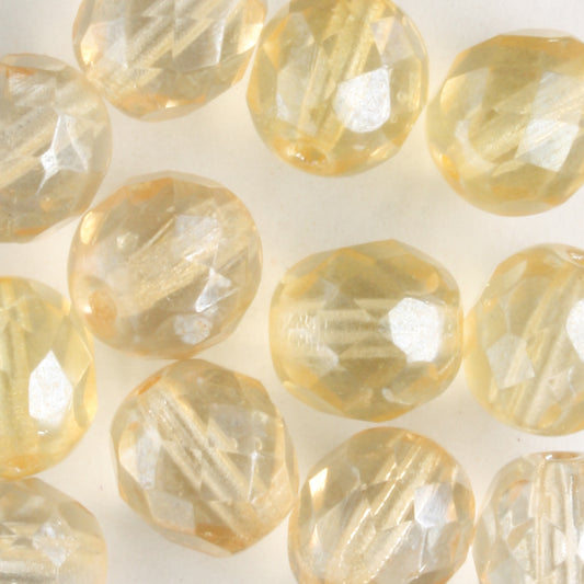 8mm Round fire Polish Cream - 15 beads