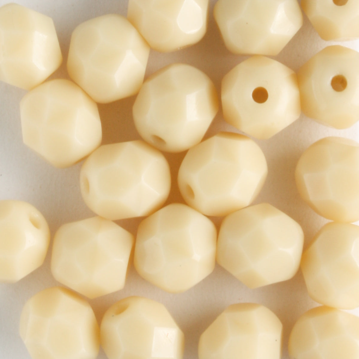 6mm Round Fire Polish Opaque Ivory - 25 beads