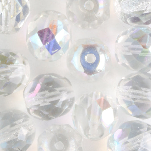 8mm Round Fire Polish Crystal AB - 15 beads