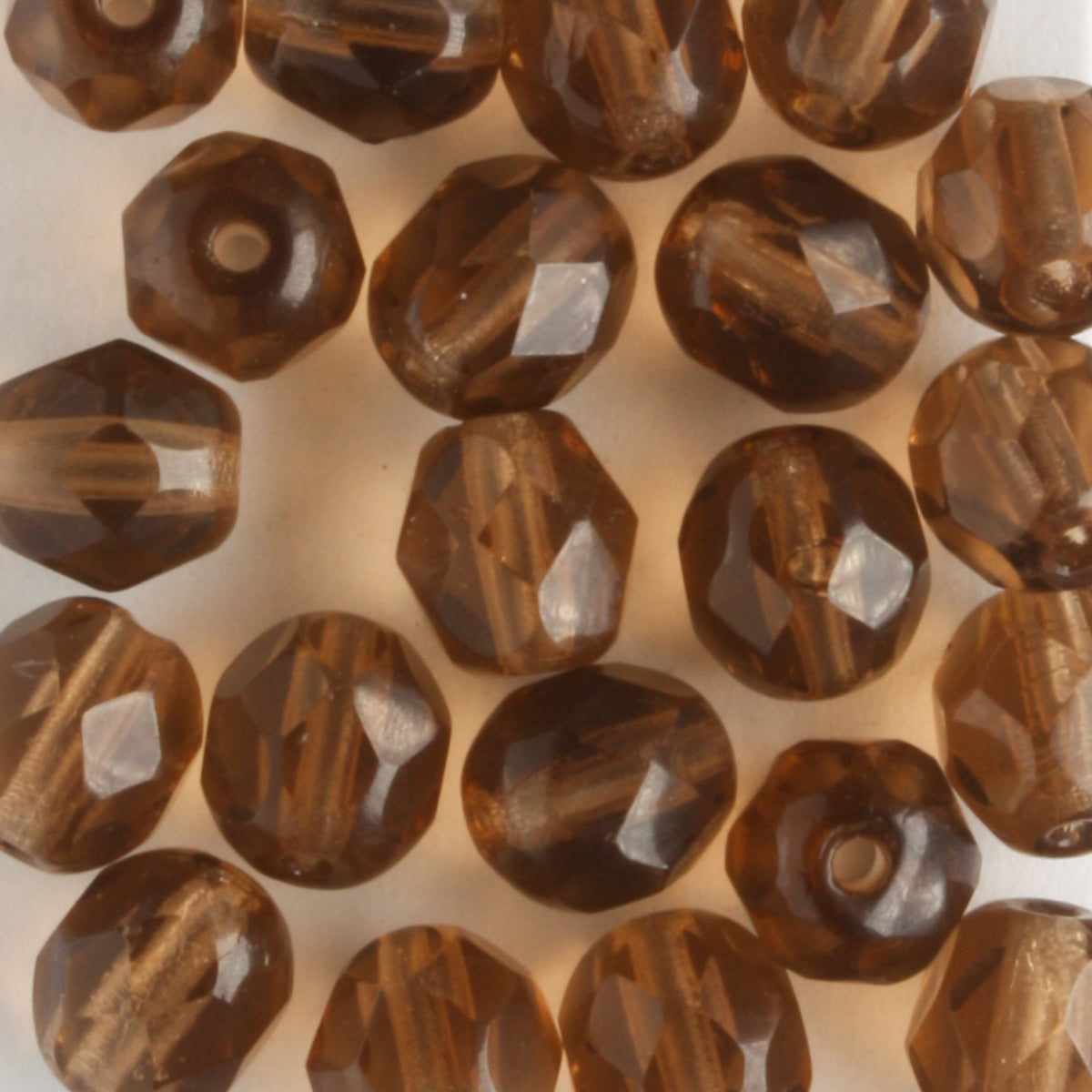6mm Round Fire Polish Brown Luster - 25 beads