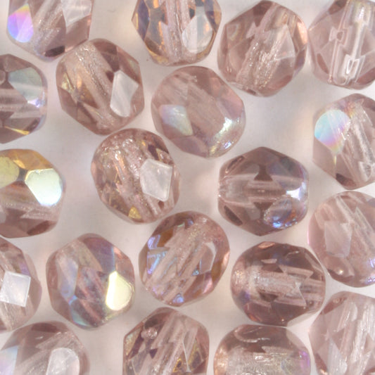 6mm Round Fire Polish Lavender AB - 25 beads