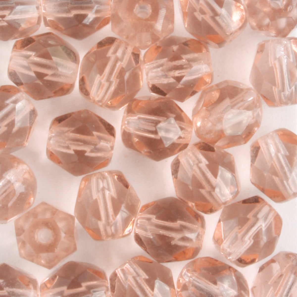 6mm Round Fire Polish Peachy Pink - 25 beads