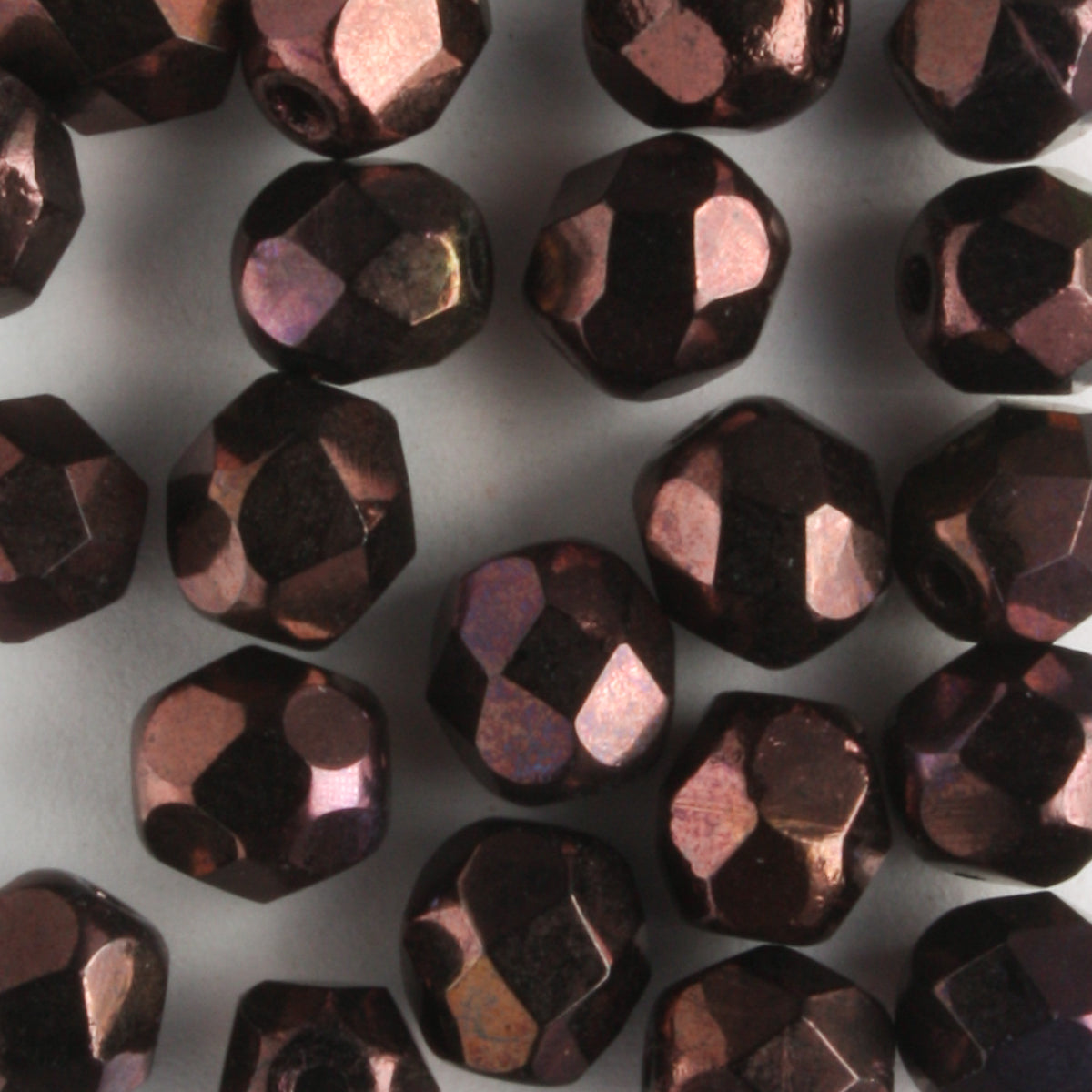 6mm Round Fire Polish Purple Luster - 25 beads