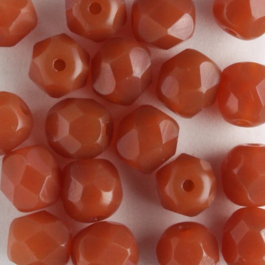 6mm Round Fire Polish Root Beer - 25 beads