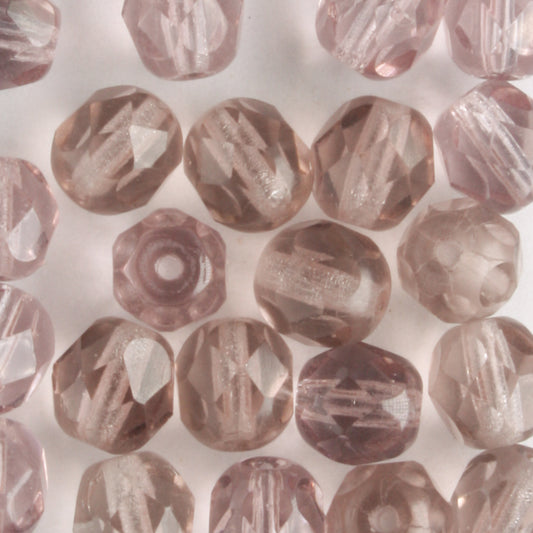 6mm Round Fire Polish Purple - 25 beads