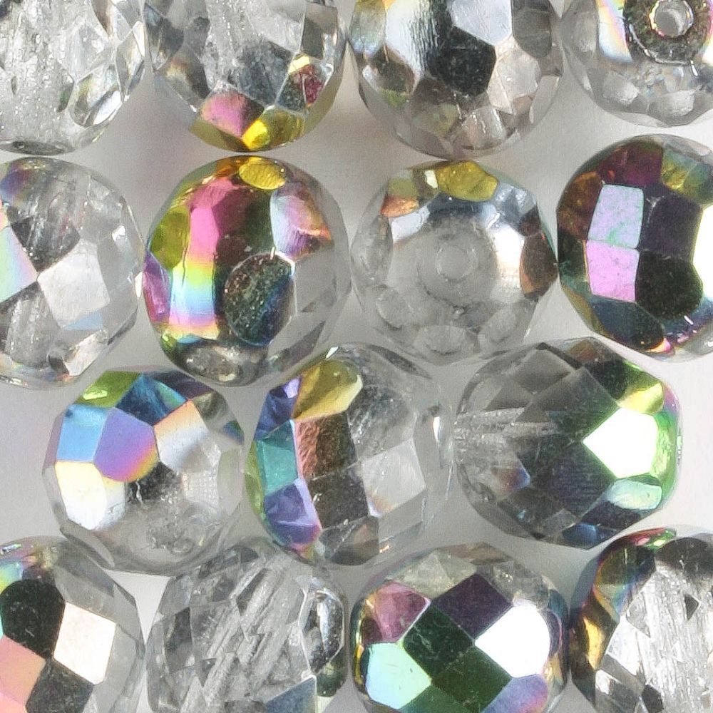 8mm Round Fire Polish Crystal Vitrail - 15 beads