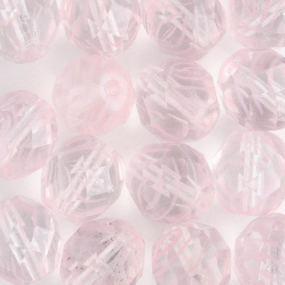 8mm Round Fire Polish Clear/Pink - 15 beads