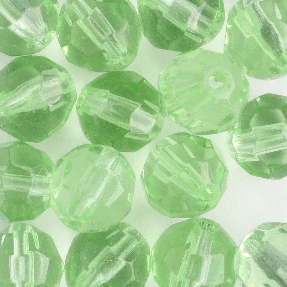 8mm Round Fire Polish Green - 15 beads