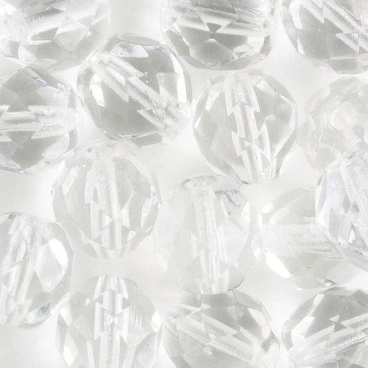 8mm Round Fire Polish Clear - 15 beads