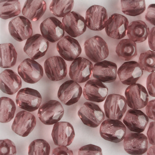 4mm Round Fire Polish Purple - 100 beads