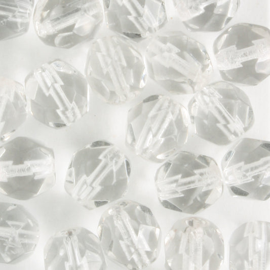 6mm Round Fire Polish Clear - 25 beads