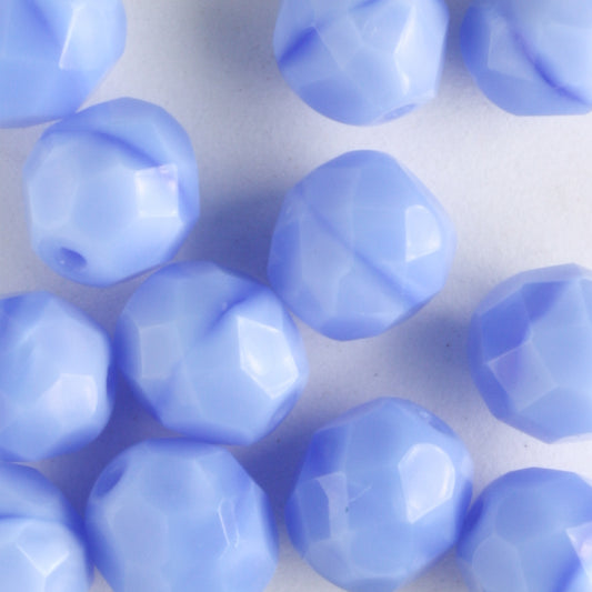 8mm Round Fire Polish Opaque Blue - 15 beads