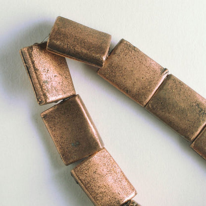 Pewter Beads, Copper Plated - 8" Strand