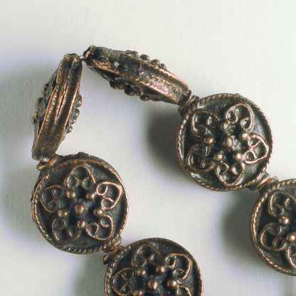 Pewter Beads, Copper Plated - 8" Strand