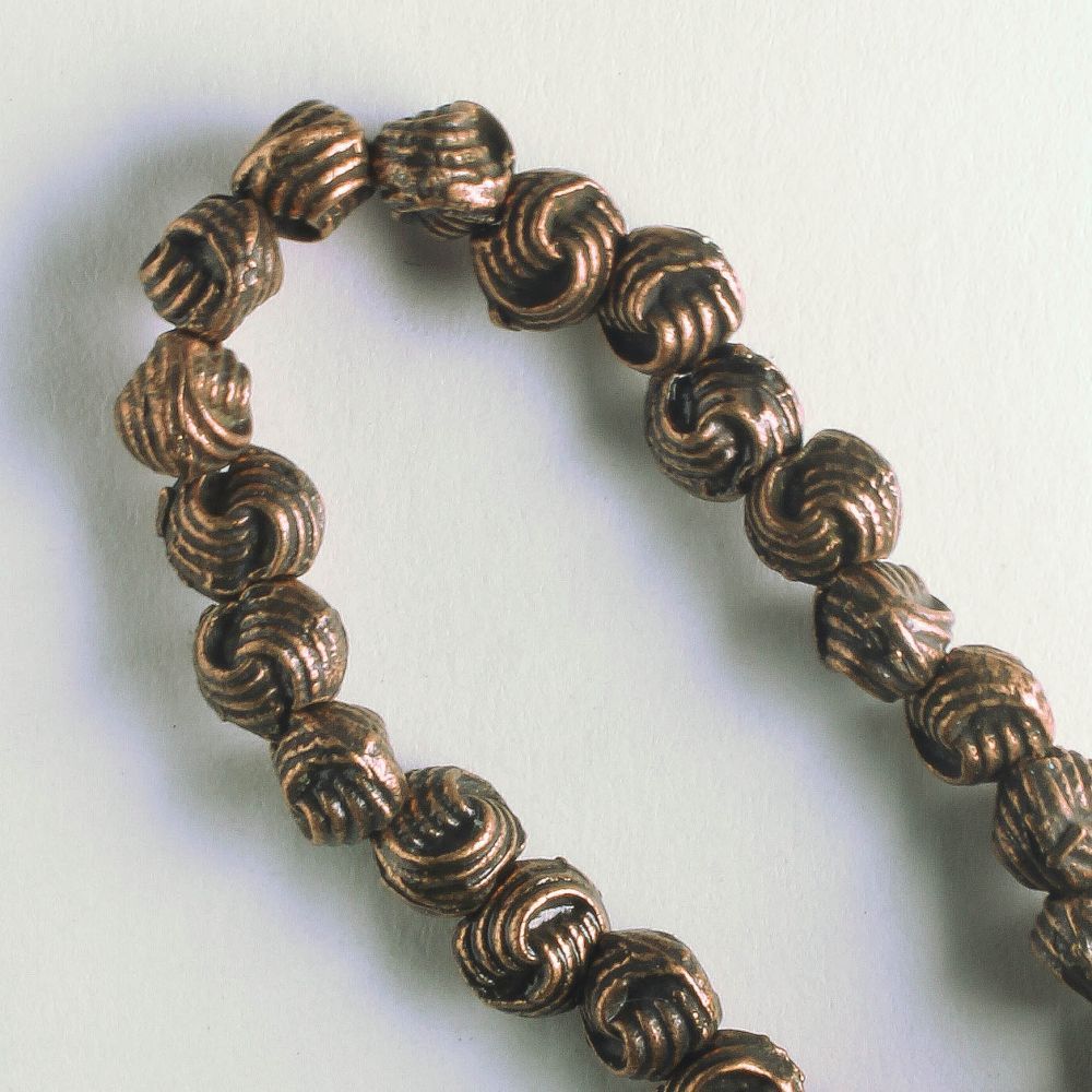 Pewter Beads, Copper Plated - 8" Strand