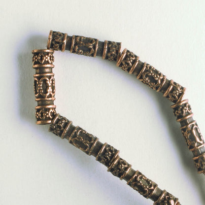 Pewter Beads, Copper Plated - 8" Strand