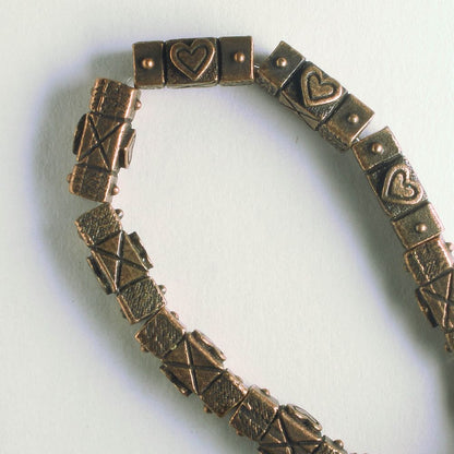 Pewter Beads, Copper Plated - 8" Strand