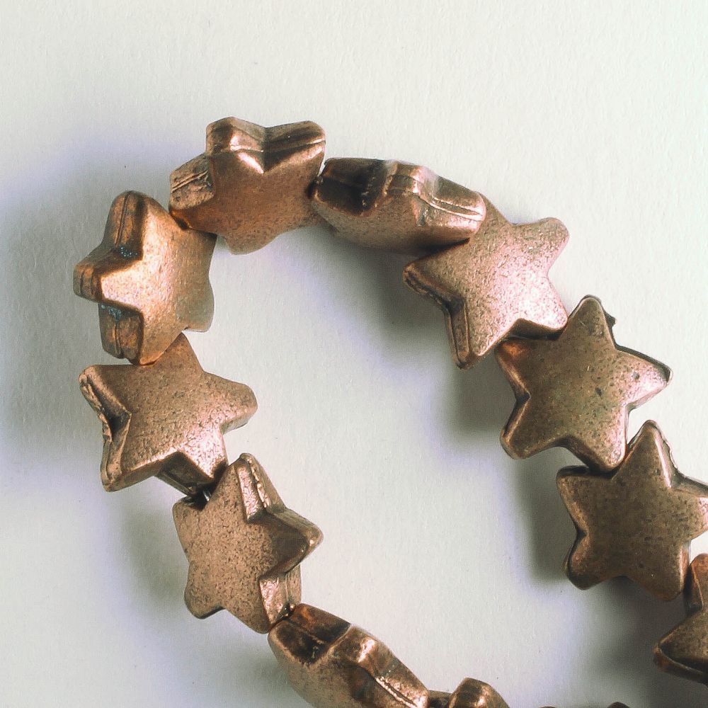 Pewter Beads, Copper Plated - 8" Strand