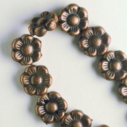 Pewter Beads, Copper Plated - 8" Strand