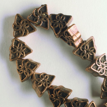 Pewter Beads, Copper Plated - 8" Strand