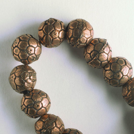 Pewter Beads, Copper Plated - 8" Strand